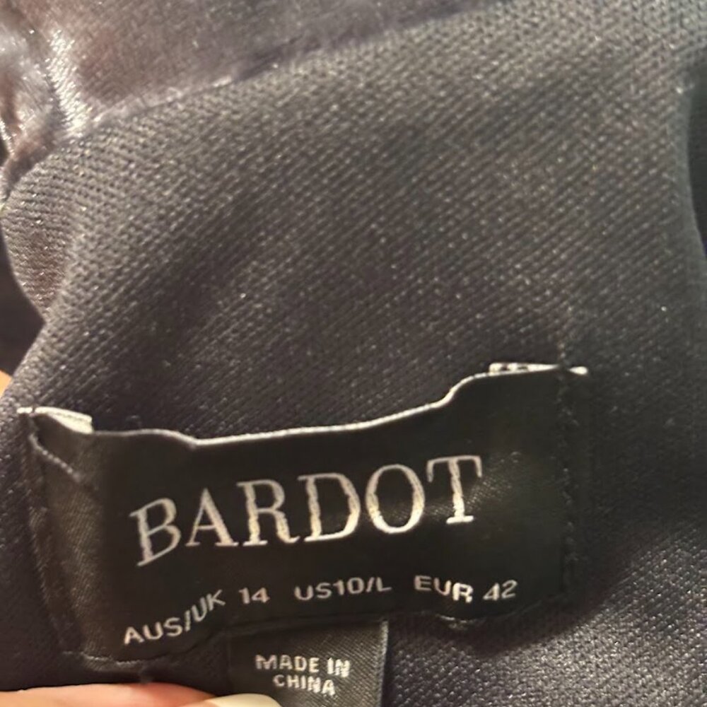 BARDOT Charcoal Black Velvet Dress with Long Sleeves - Size Large - Picture 10 of 11